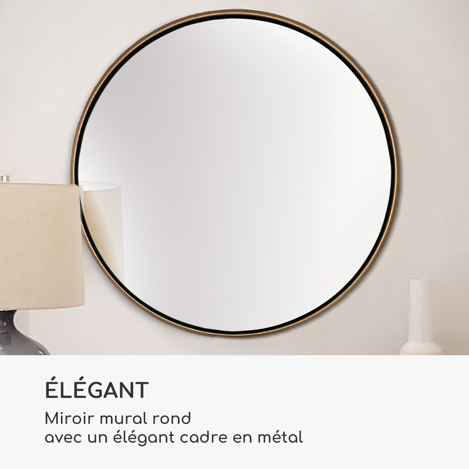 Casa Chic - Miroir Mural - Fournier By Blumfeldt - Cadre Métallique - 58,8 X 58,8 Cm - Doré