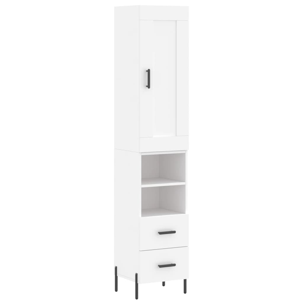 Buffet Haut Blanc 34,5x34x180 Cm Bois D'Ingénierie Vidaxl