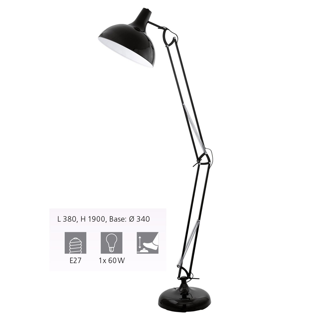 Eglo Schwarz Stehlampe, Borgillio (E27) - Bild 6