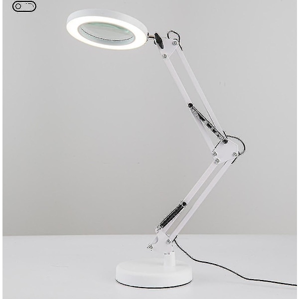 Loupe de table à lumière LED, lentille optique 16 cm, 3 modes de couleur, bras articulé 360°, fixation jusqu'à 5,3 cm