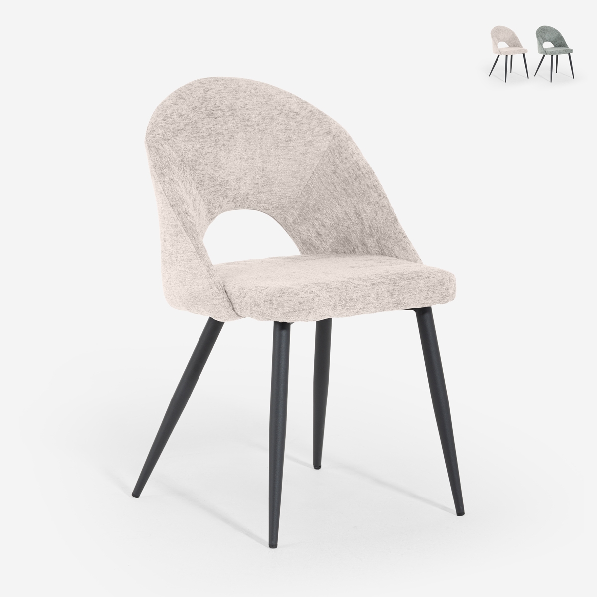 Sedia Moderna In Ciniglia Per Cucina Soggiorno Sala Da Pranzo Lotur - Beige