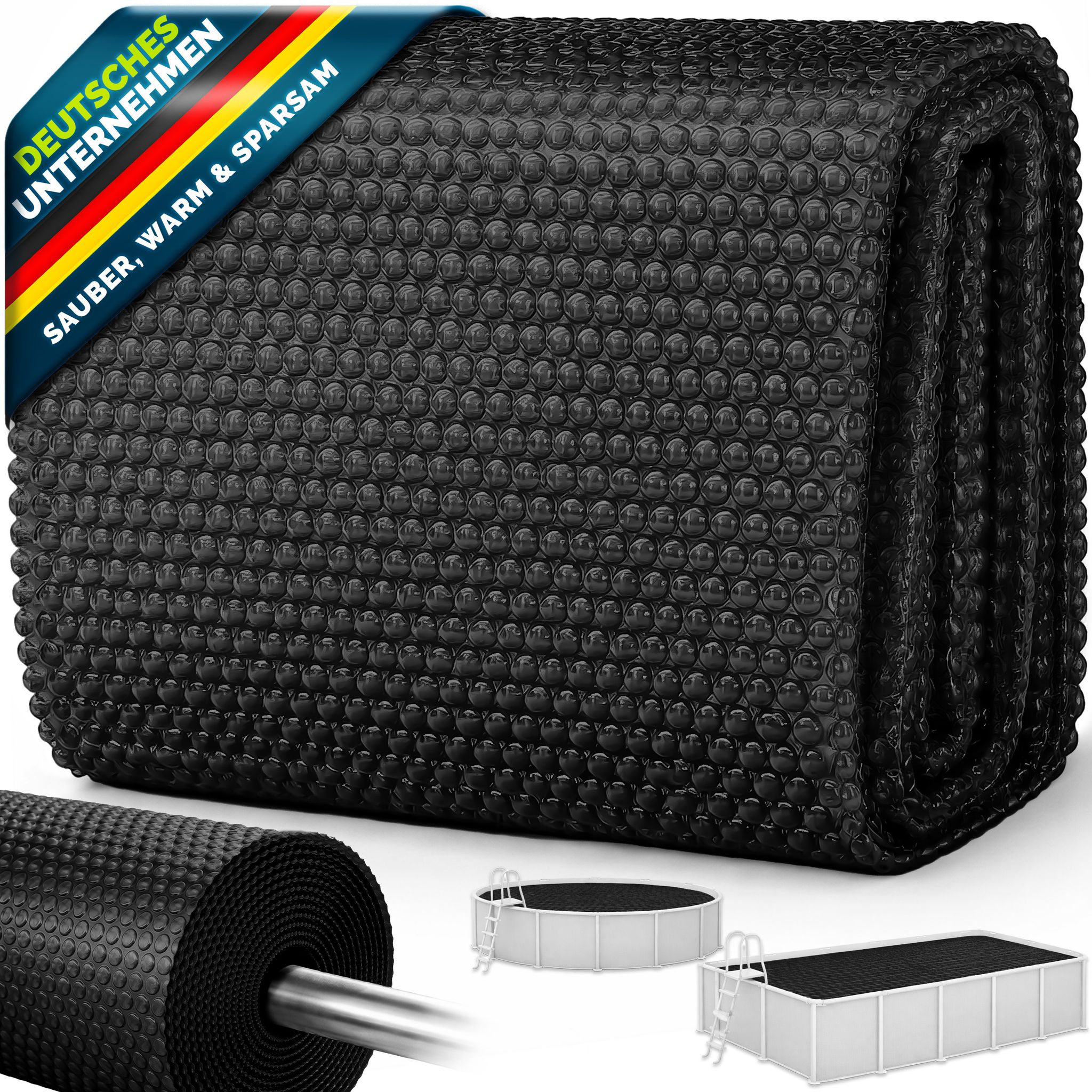 Tillvex Pool Solarfolie Rechteckig 549x274 Cm - Schwarz Solarplane Solarheizung Solarabdeckplane Poolheizung Wärmeplane