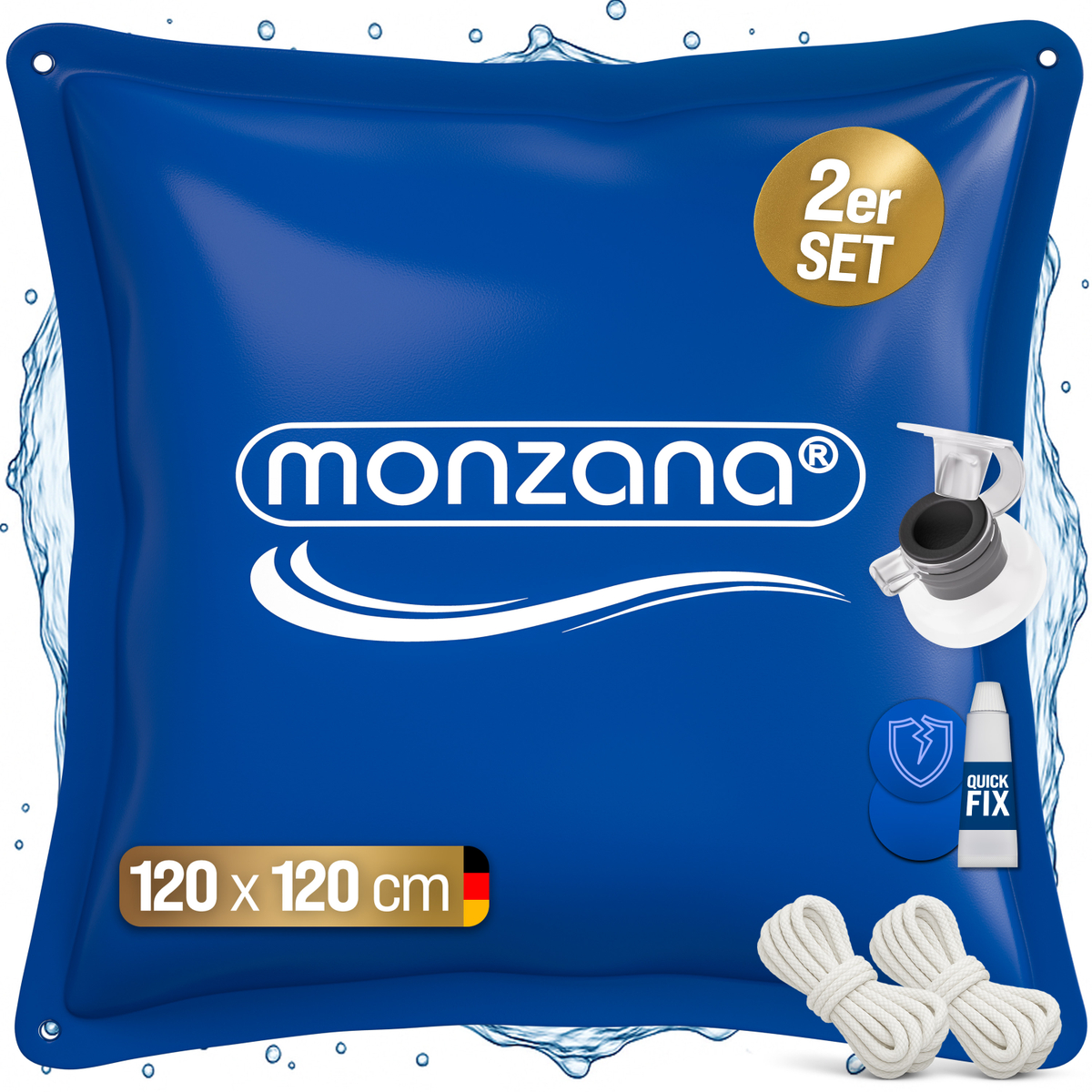 Poolkissen Winter Chlorbeständig Seil Pvc Verstärktes Material Bis -20°c Doppelnaht Sicherheitsventil 4 Ösen Luftkissen Pool Abdeckung 2x 120x120cm Poolkissen - Monzana