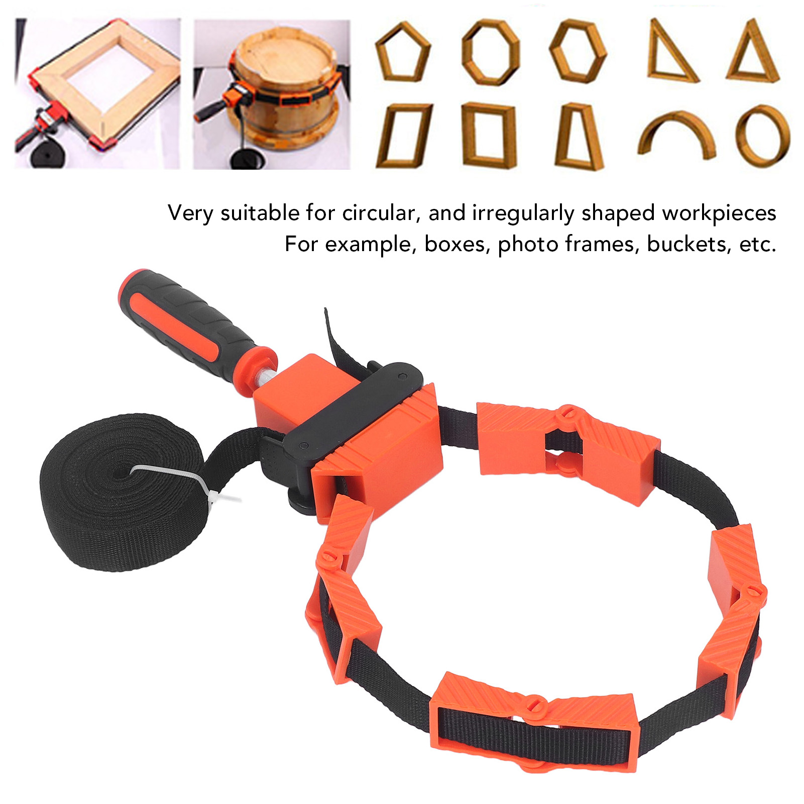 Serre-courroie de menuiserie avec sangle nylon 4 m, plastique compact portable