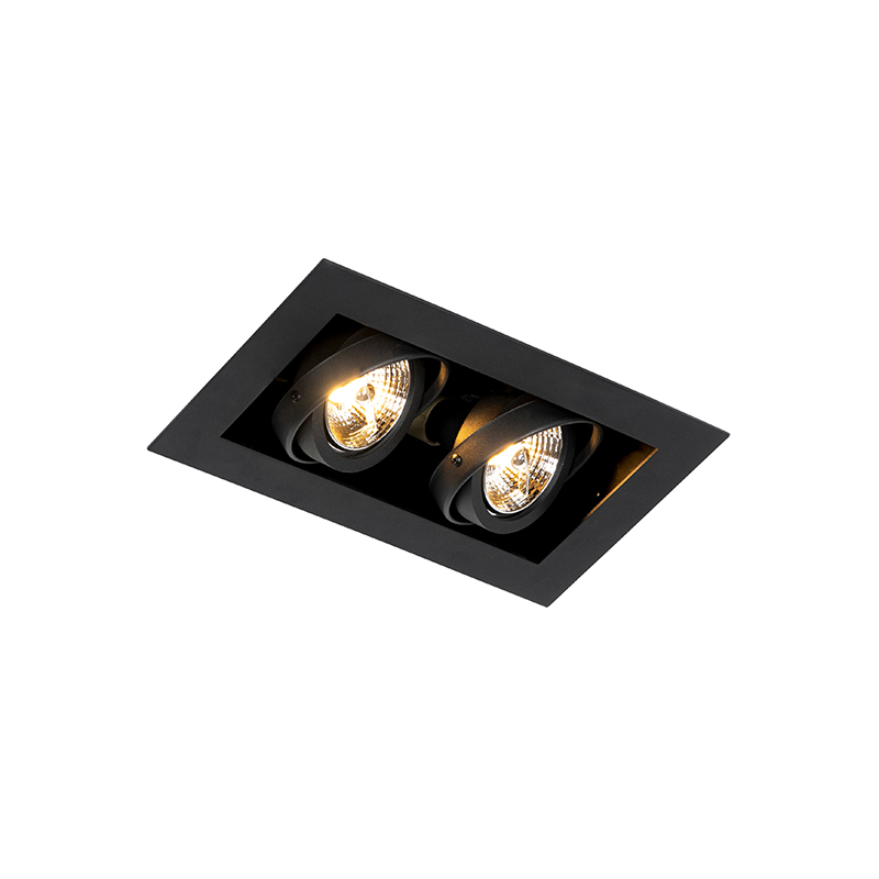 Qazqa Modern Recessed Spotlight Black 2-light Adjustable - Oneon 70
