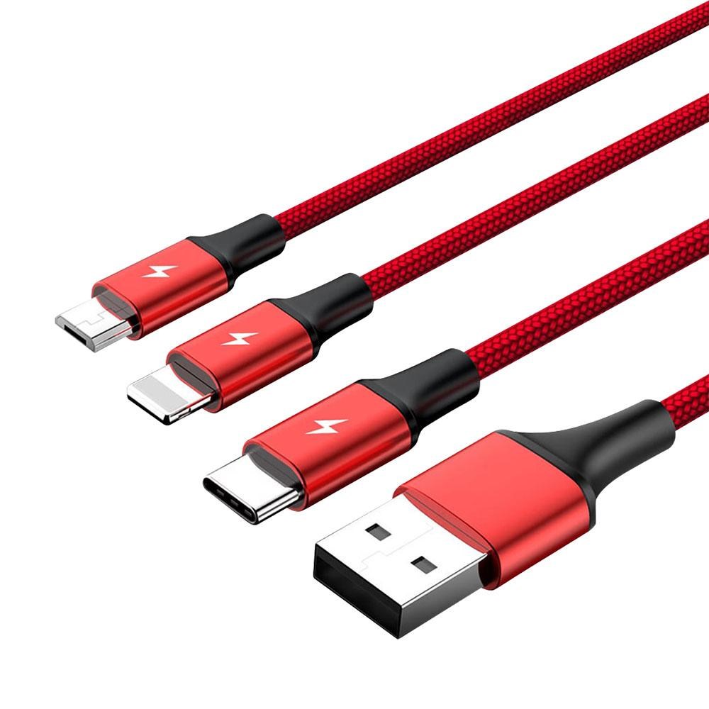 Unitek Rot C4049rd Usb Cable 1.2 M Usb A Usb C/Micro-Usb B/Lightning Red - Bild 3
