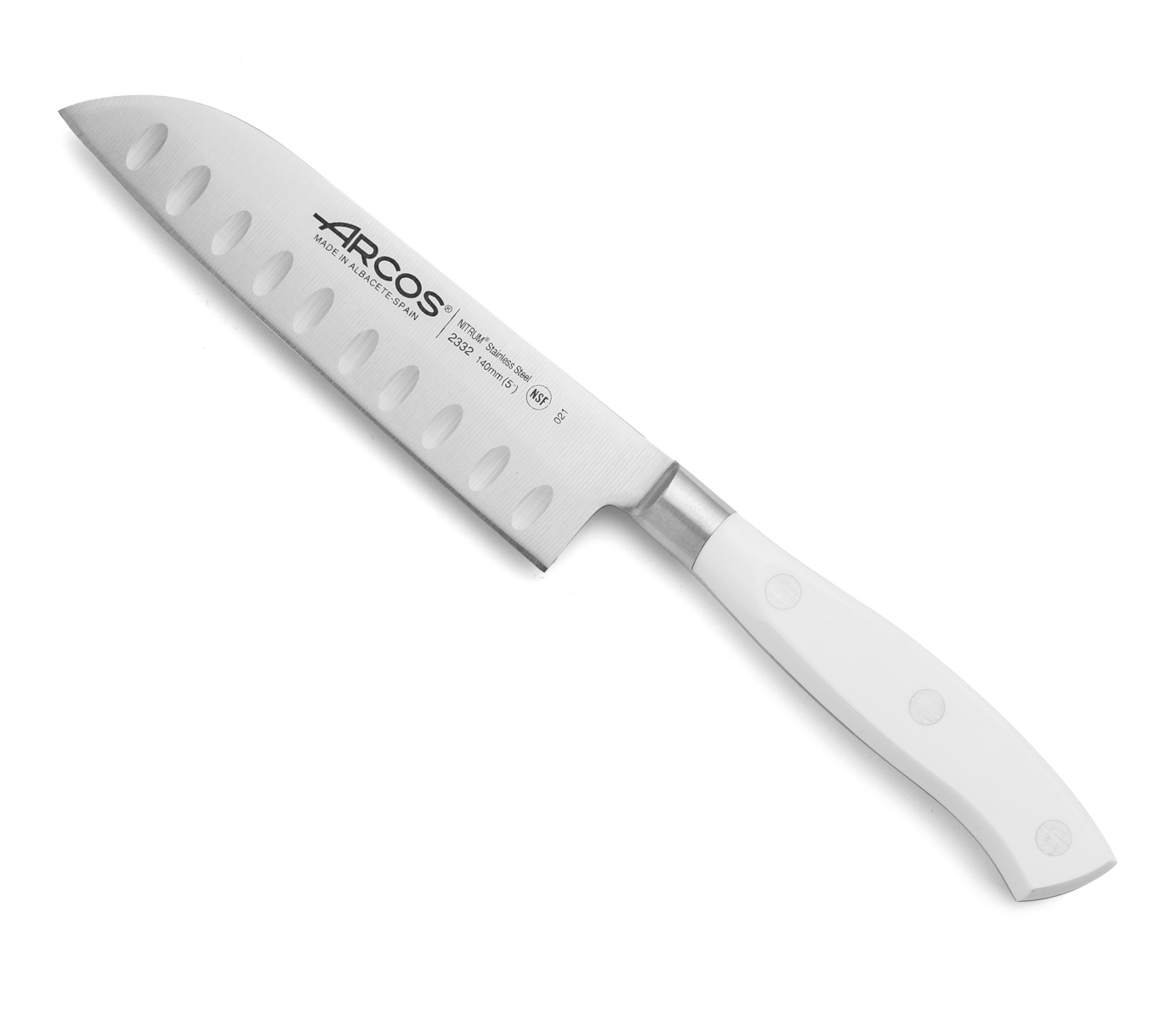 Arcos Weiß - Santokumesser Riviera Blanc 233224 Aus Nitrumstahl, Mit Mango Aus Polyoxymethylen Und 14 Cm Klinge Im Etui