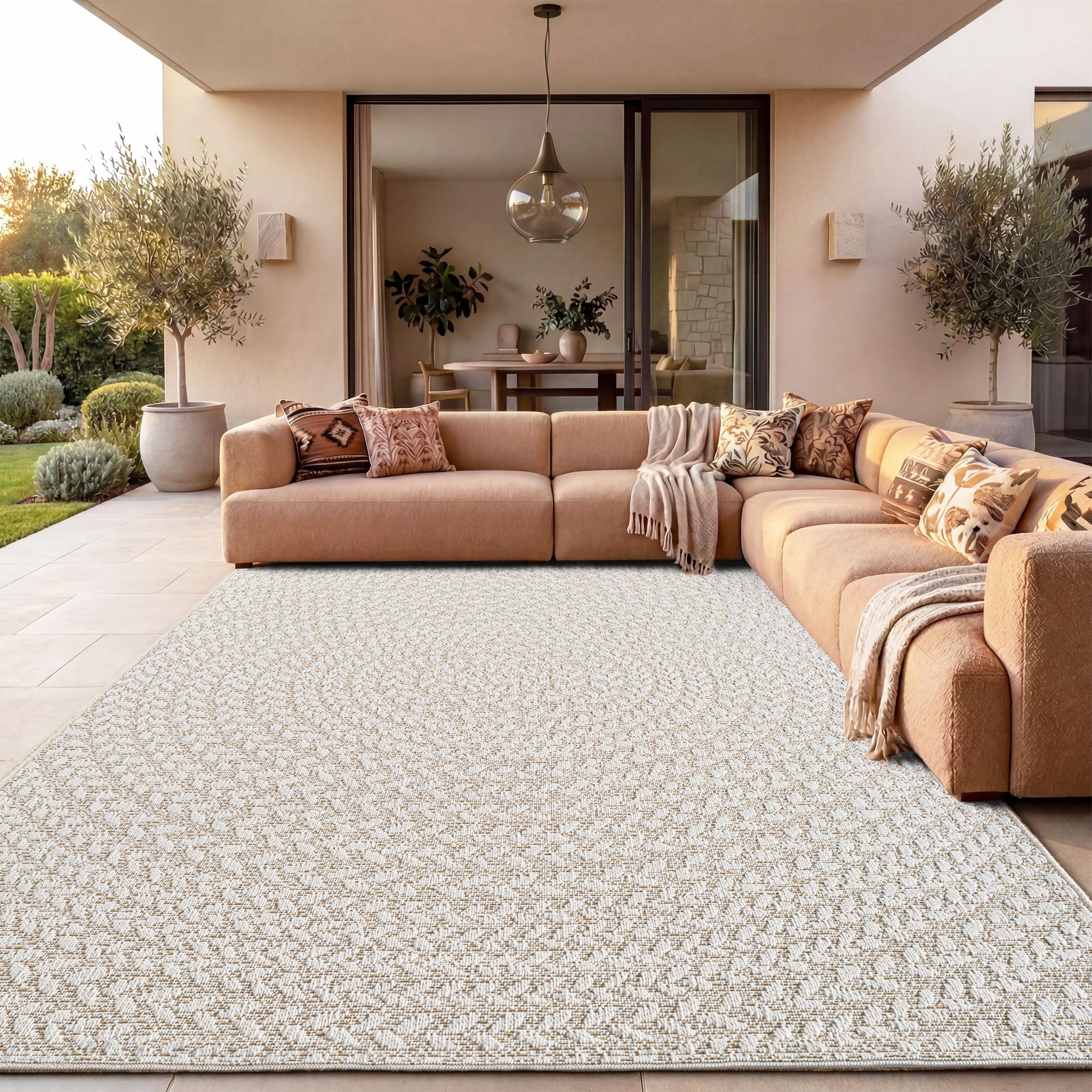 Paco Home Tapis D'Extérieur Imperméable Balcon Salon Boho Géométrique