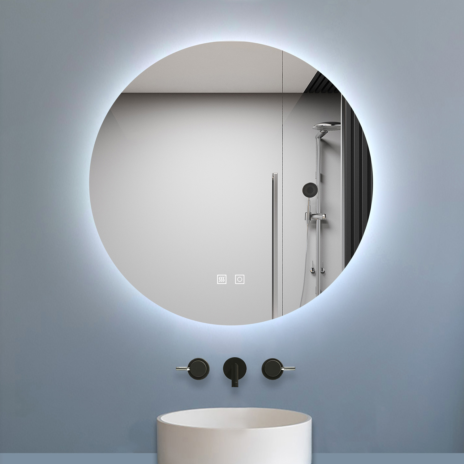 Aica Miroir De Salle De Bain Led Rond 70cm Avec Rétro-éclairage