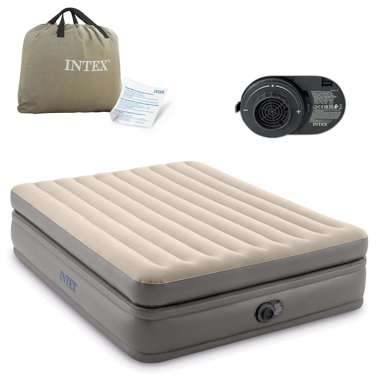 64164nd Queen Comfort Elevated Airbed Luftbett (l X B X H) 203 X 152 X 51 Cm Beige, Braun - Intex