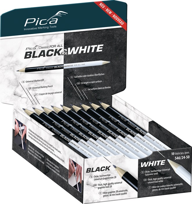 Pica-Marker 50 Stk. Pica Markierstift Classic For All Black&White L.24cm 2B Beids.gespitzt - Bild 5