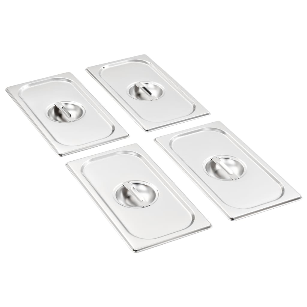Lids For Gn 1/3 Pan 4 Pcs Stainless Steel Vidaxl
