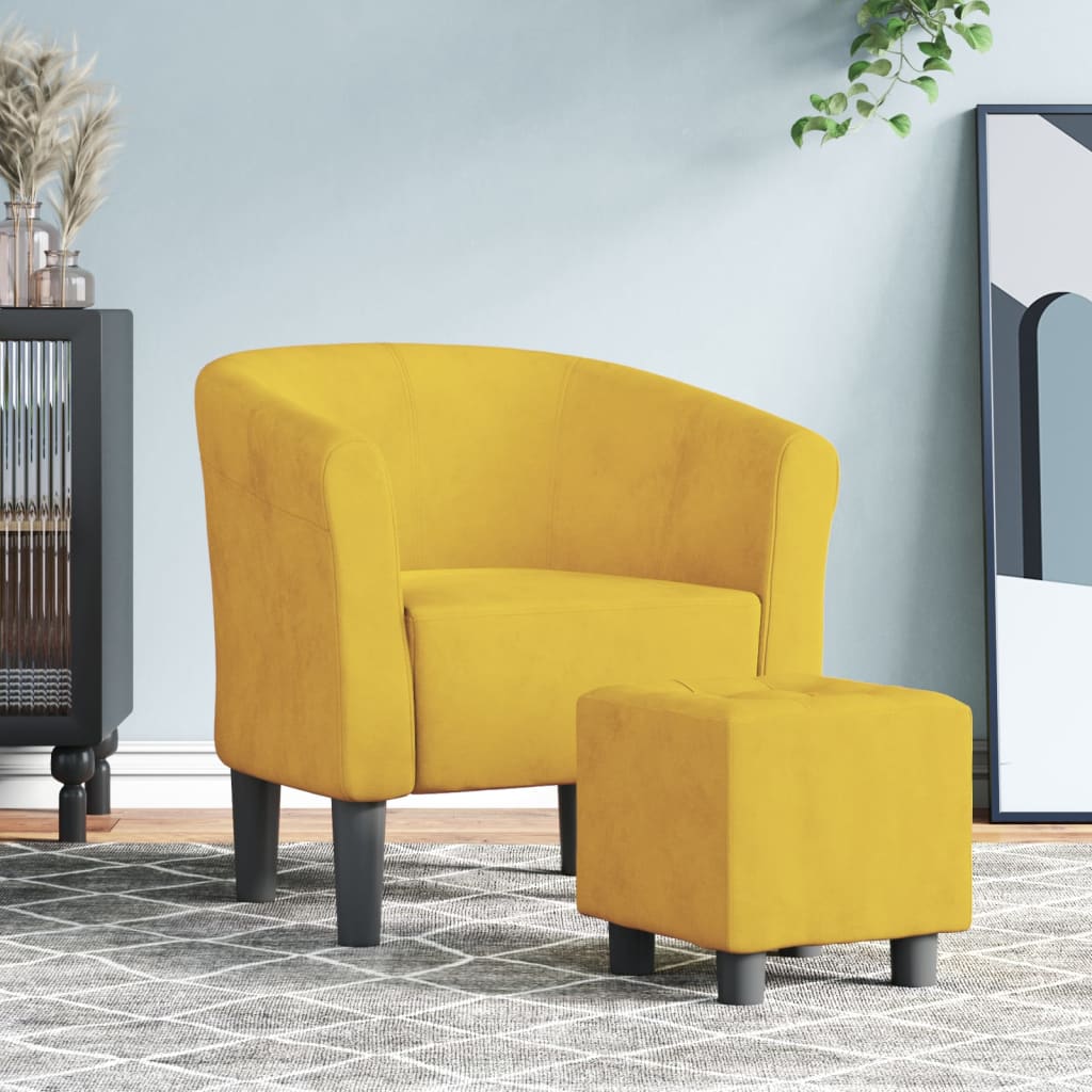Chaise Cabriolet Avec Repose-pied Jaune Velours Vidaxl