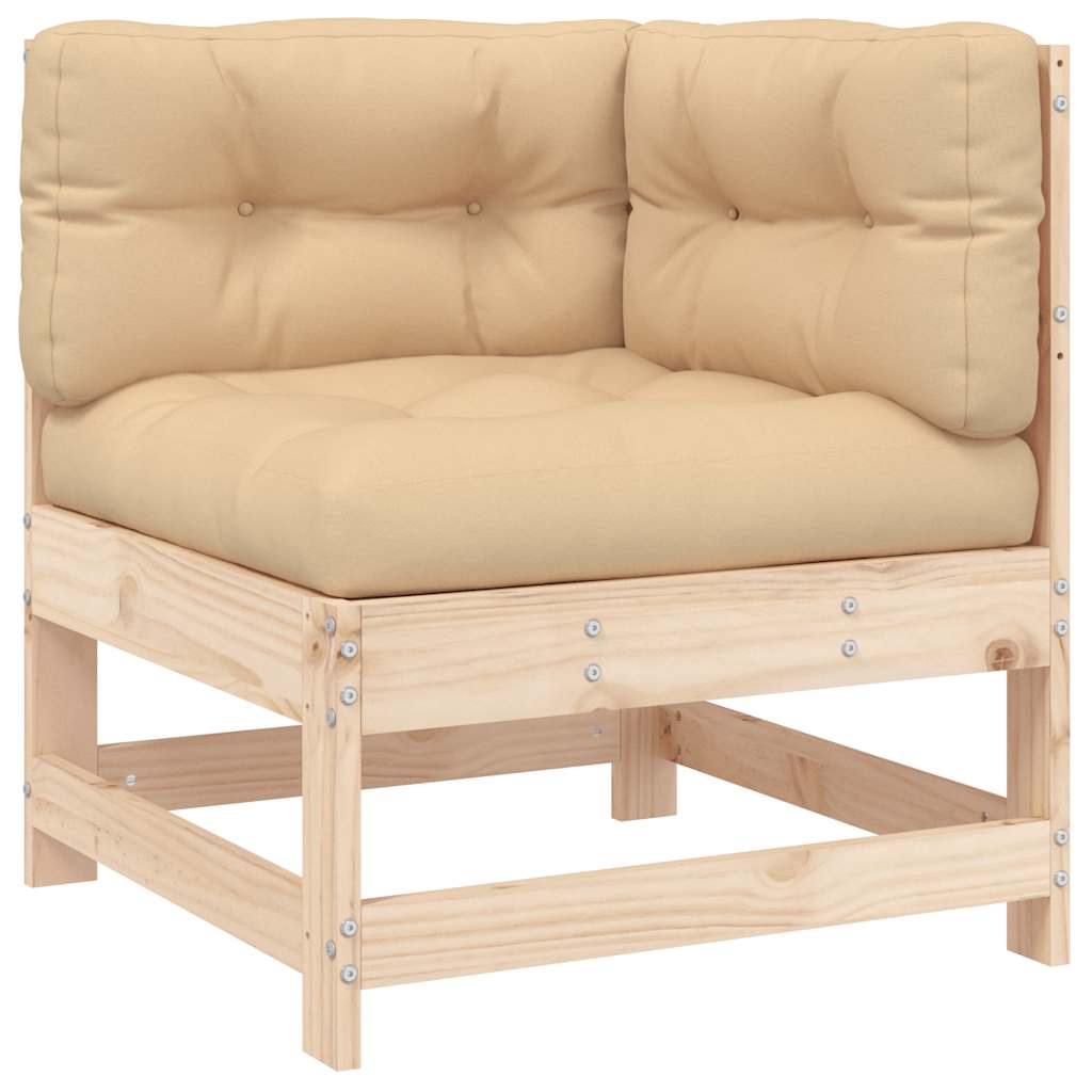 Corner Sofa Beige Solid Pine Wood Small Modular Corner Sofa Vidaxl