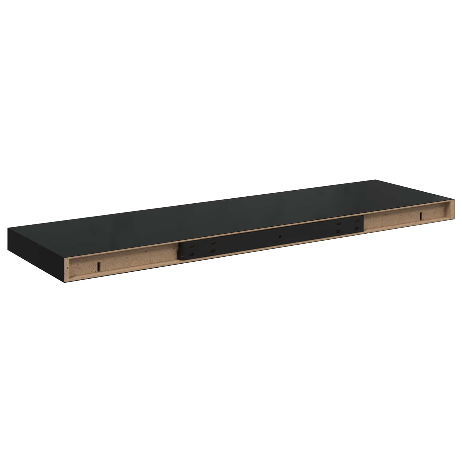 Vidaxl Schwarz Floating Wall Shelves 2 Pcs High Gloss Black 80X23,5X3,8 Cm Mdf