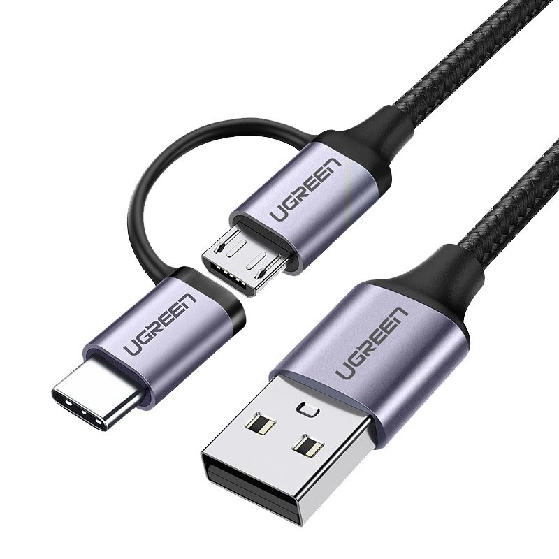 Ugreen USB-A zu USB-C / Micro-USB (1 m, USB 2.0, 18 W), USB Kabel - Bild 2
