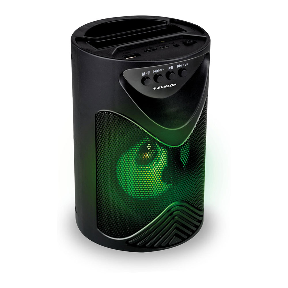 Dunlop Schwarz Tragbarer Lautsprecher 10W Bluetooth Led Licht