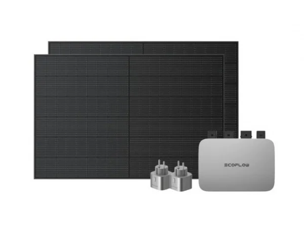 EcoFlow PowerStream, kit fotovoltaico da balcone con microinverter 800 W e due pannelli rigidi 400 W, predisposto per la batteria