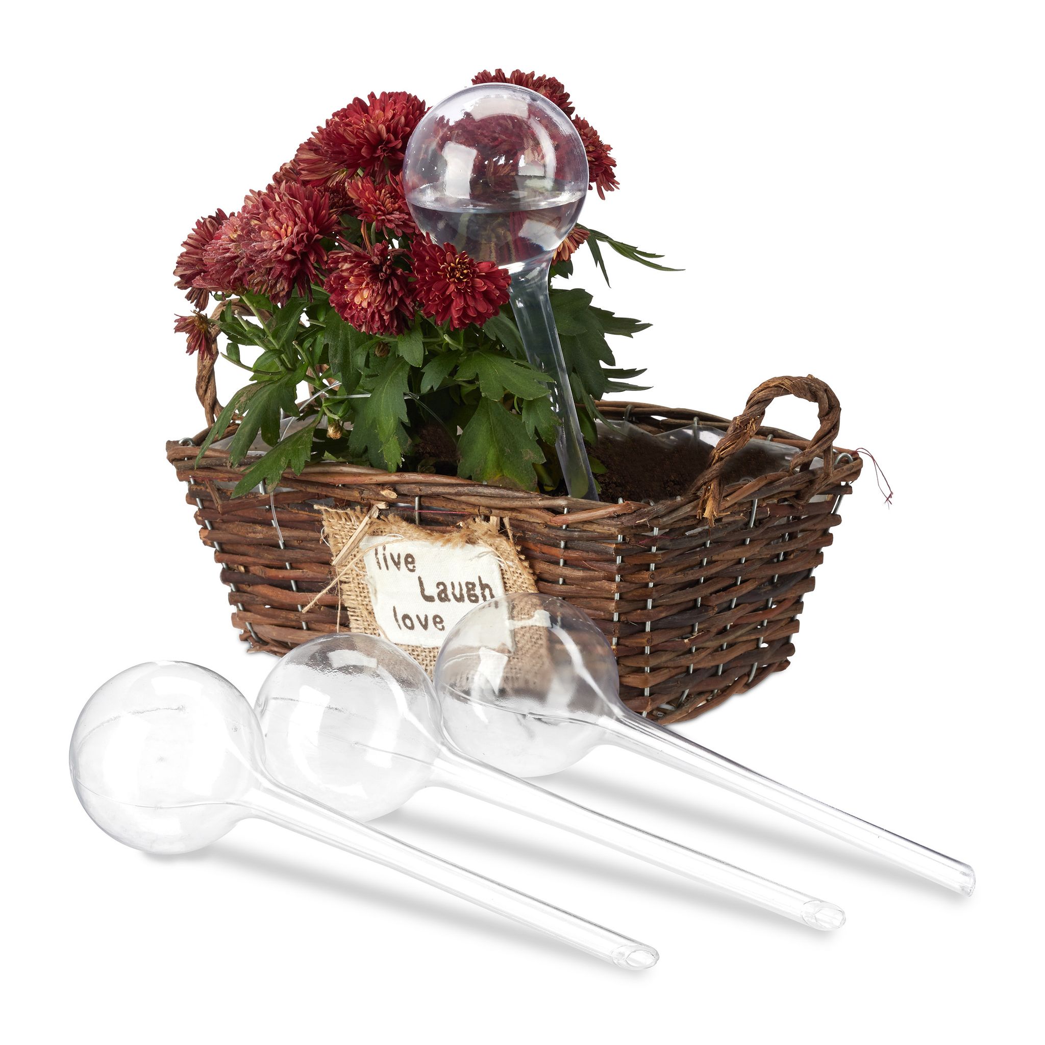 Relaxdays Bewässerungskugeln, 4Er Set, Dosierte Bewässerung 250 Ml Für 2 Wochen, Versenkbar, Kunststoff, Transparent