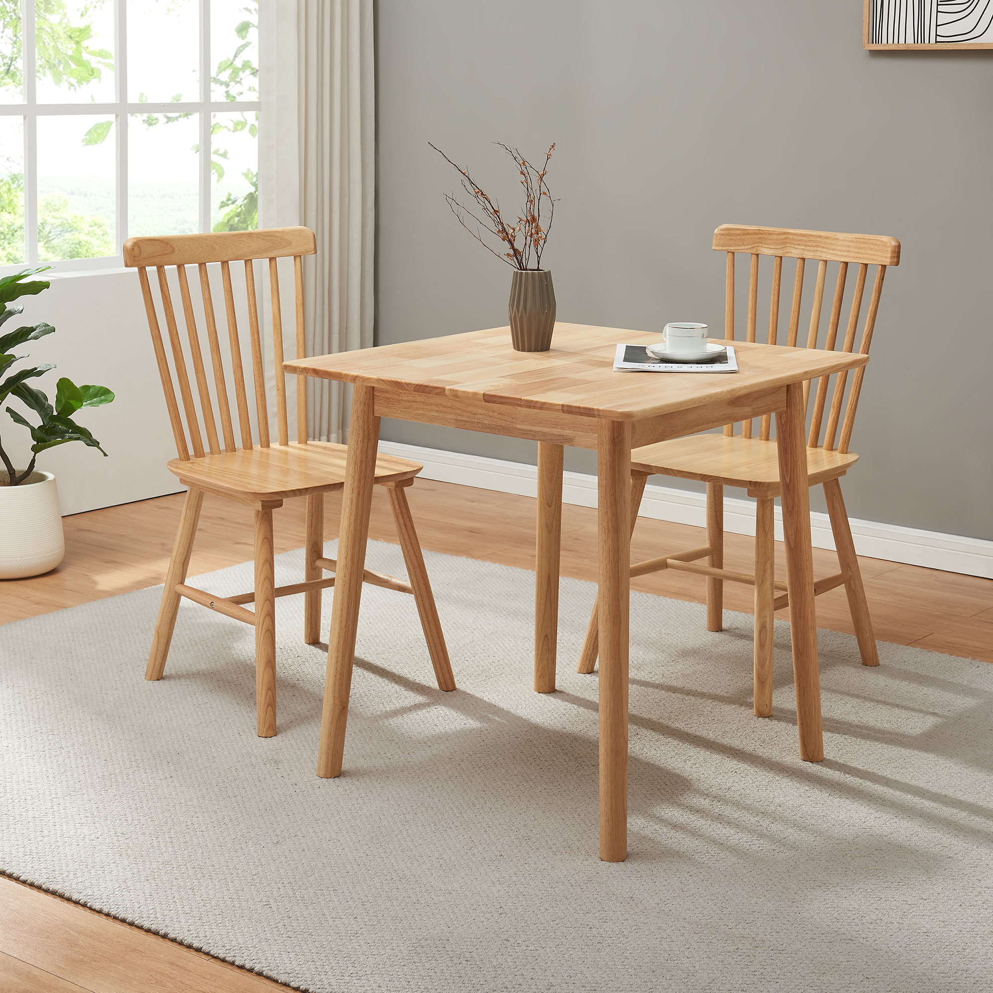[en.casa] – Table À Manger Extensible Carrée 75 X 75 Cm – Bois D'Hévéa
