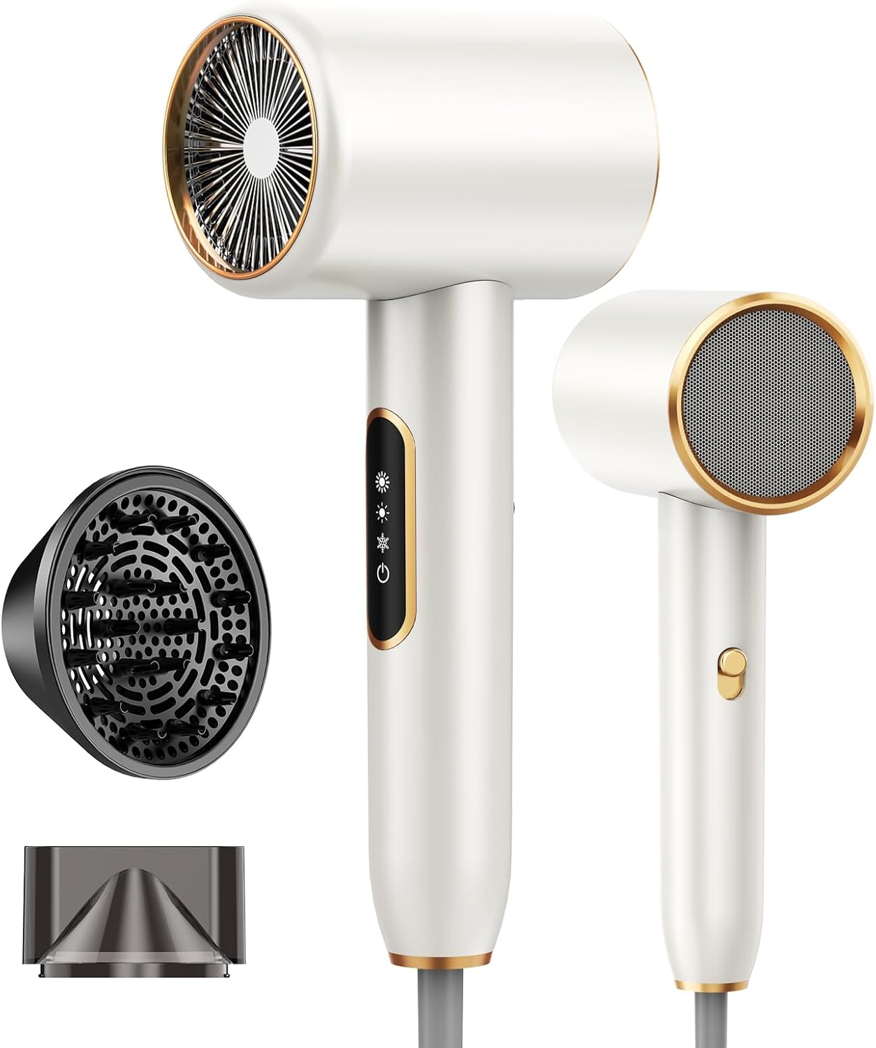 Asciugacapelli Ionico Professionale, Asciugacapelli Ad Asciugatura Rapida Da 2400 W, Asciugacapelli Potente E Leggero, 3 Temperature 2 Velocità, Con Anello Diffusore Per Asciugacapelli E Concentratore