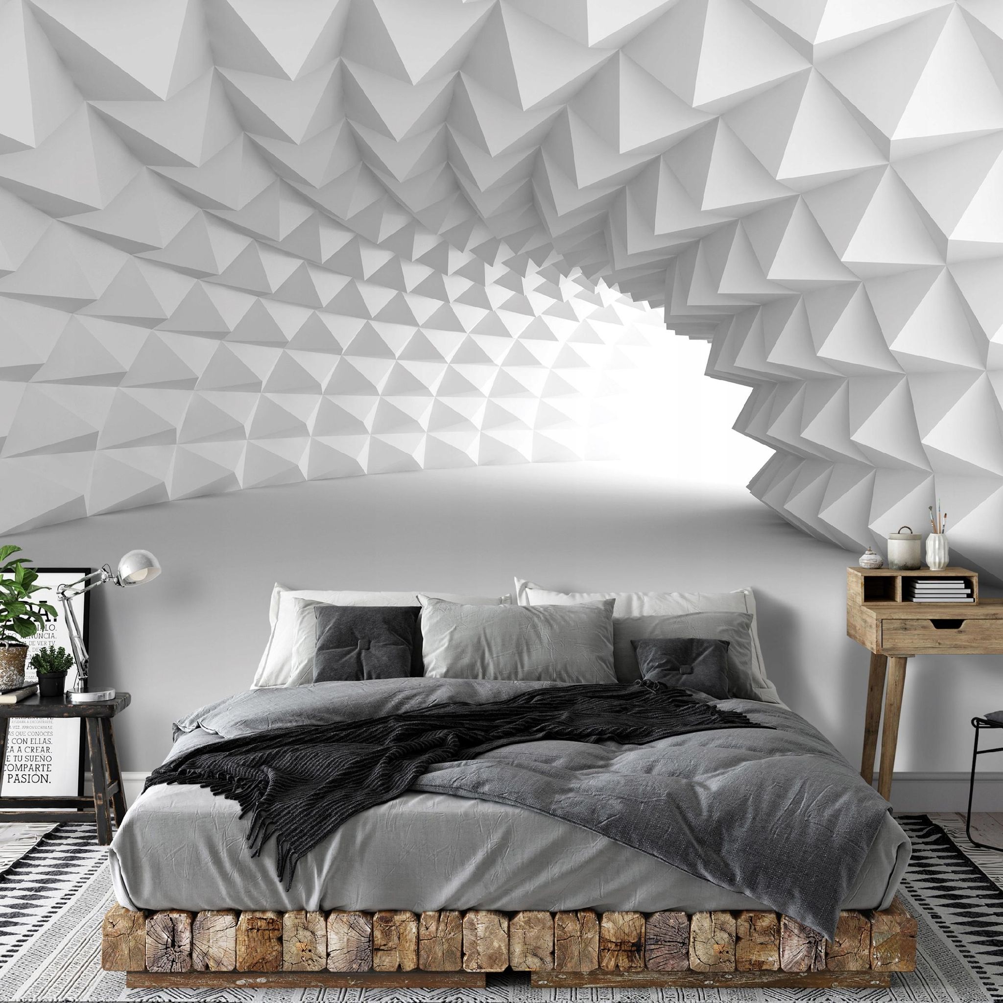 Wallarena Vlies Fototapete Abstrakt 300x210 Cm, Tapeten, Für Wohn Und Schlafzimmer, Vliestapete Wandtapete Tapete 3d Effekt- Inkl. Kleister - Tunnel Weiß