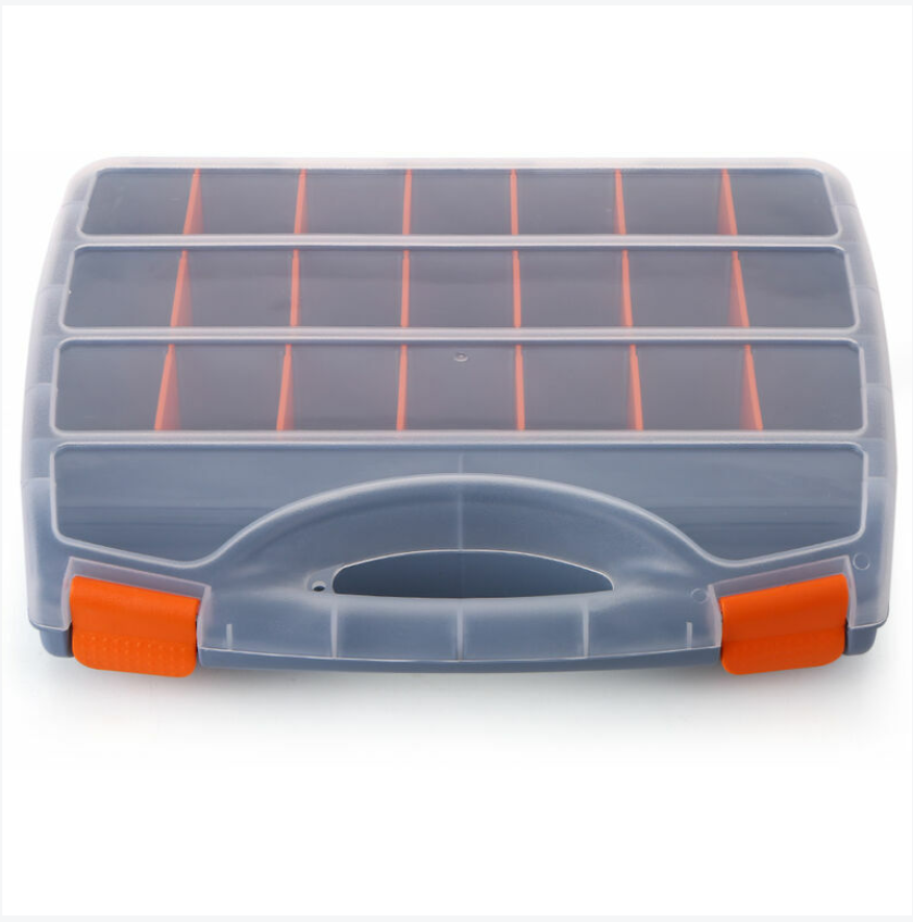 Boîte à outils portable 21 compartiments en plastique transparent, poignée de transport, pour vis et petits composants