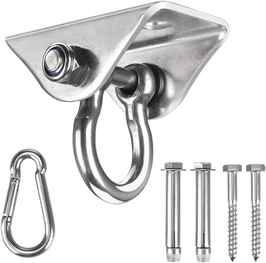 Crochet de plafond pivotant à 360° en acier inoxydable SUS304, 450 kg, mousqueton M8 fourni