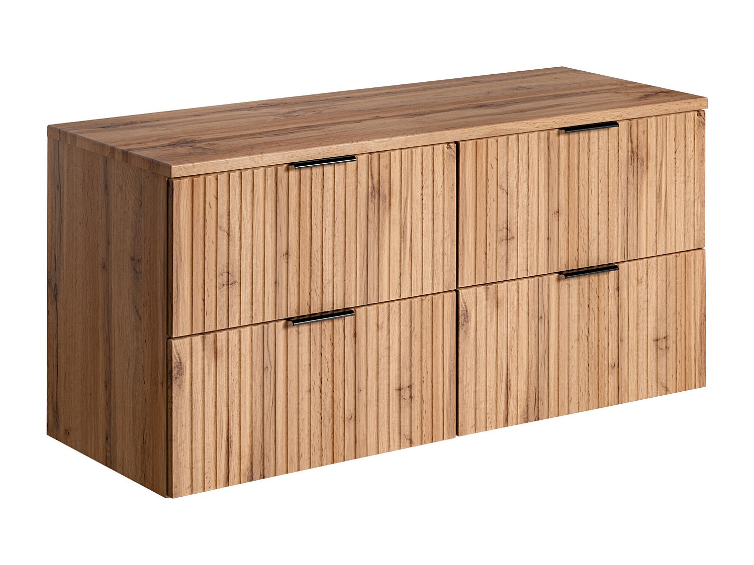 Vente-unique - Meuble Sous Vasque Suspendu Strié Avec Planche - Naturel Clair - L120 Cm - Zevara
