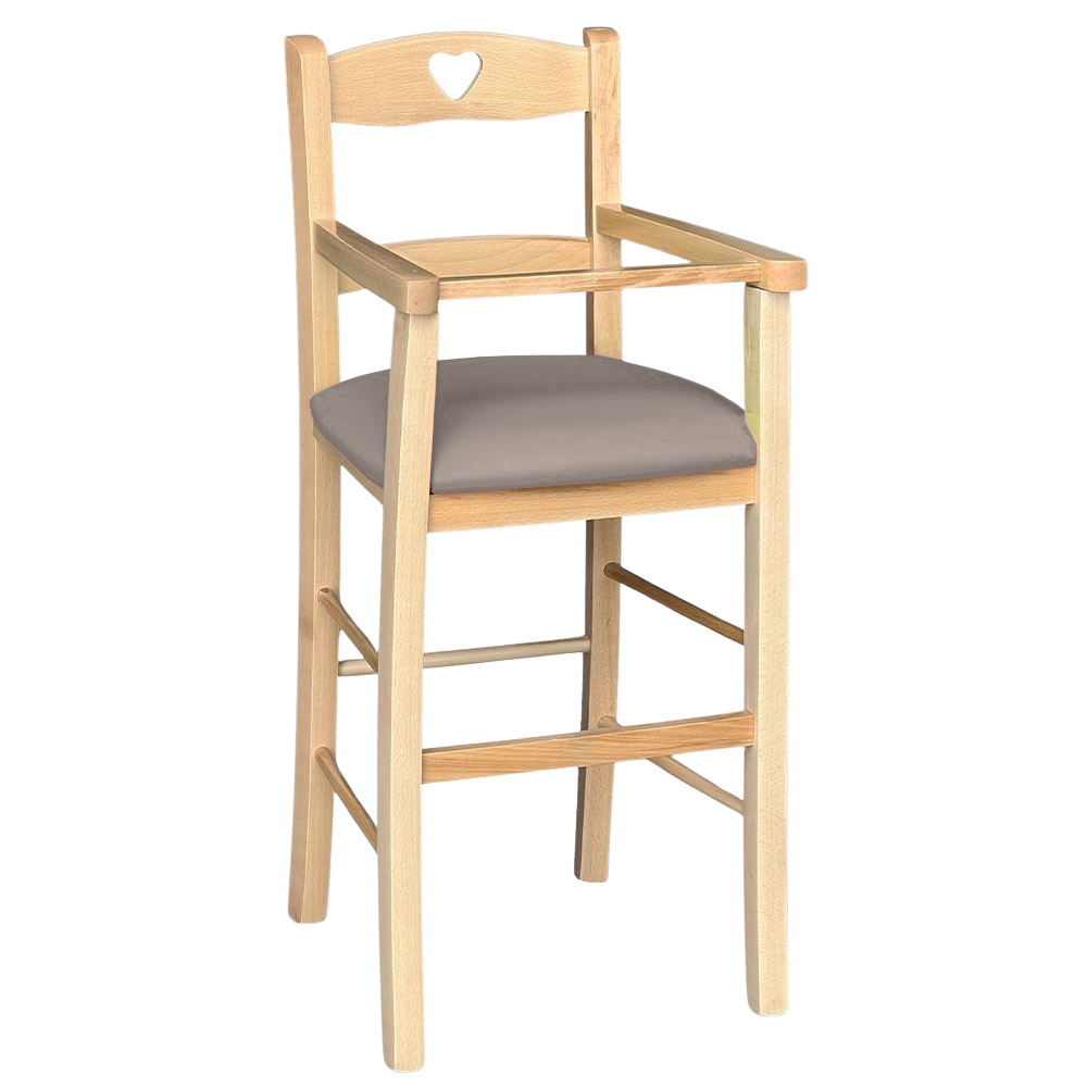 Okaffarefatto - Chaise Haute En Bois Naturel Avec Siège Rembourré En