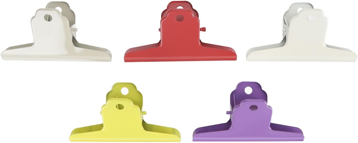 Grandes pinces métalliques colorées à fixation murale, 10 x 5,5 cm, lot de 4
