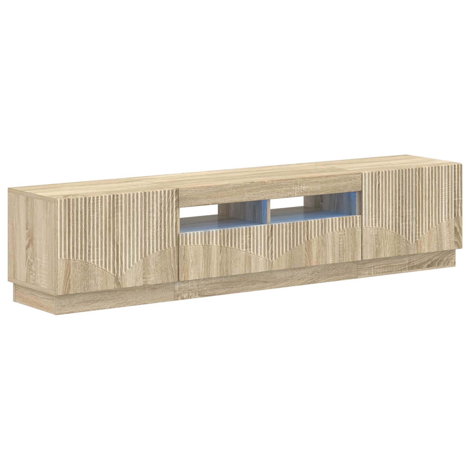 Vidaxl Braun Led-Tv-Schrank Hoorn 3 Stk. Sonoma-Eiche Holzwerkstoff