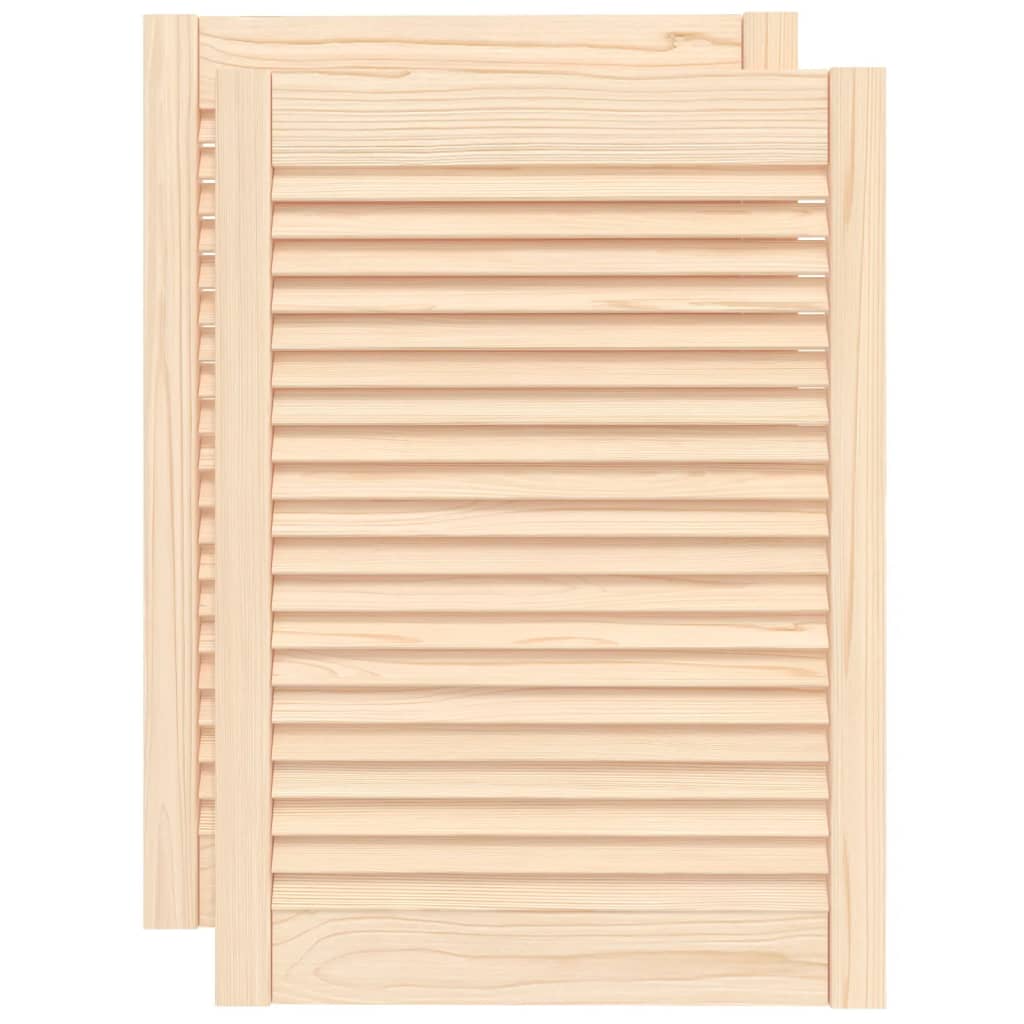 Cabinet Doors Louvred Design 2 Pcs 69x49.4 Cm Solid Wood Pine Vidaxl