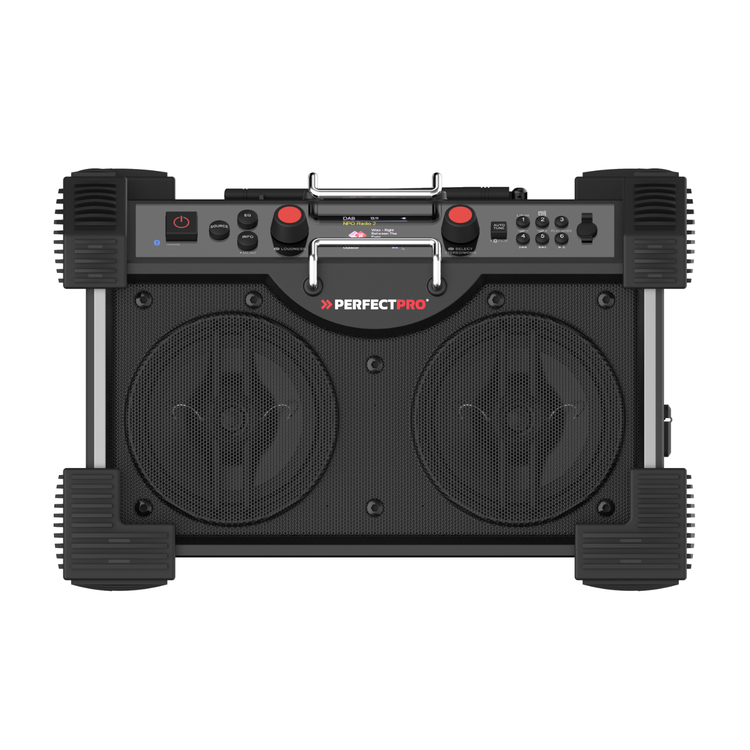 Schwarz Perfectpro Baustellenradio Rockhart 18V - Ampshare Ohne Akku Und Ladegerät - Bild 4