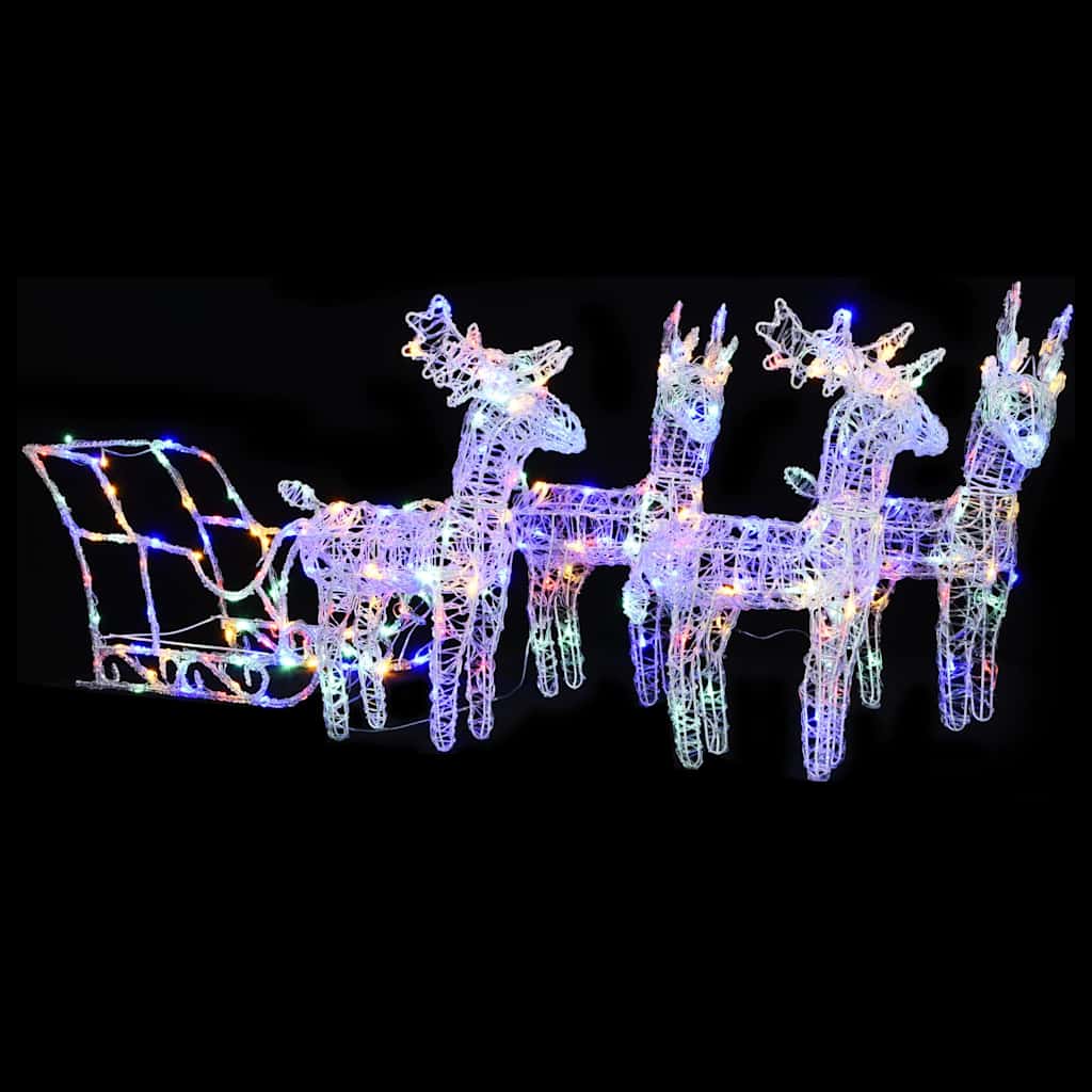 Vidaxl Mehrfarbig Reindeers & Sleigh Christmas Decoration 280X28x55 Cm Acrylic