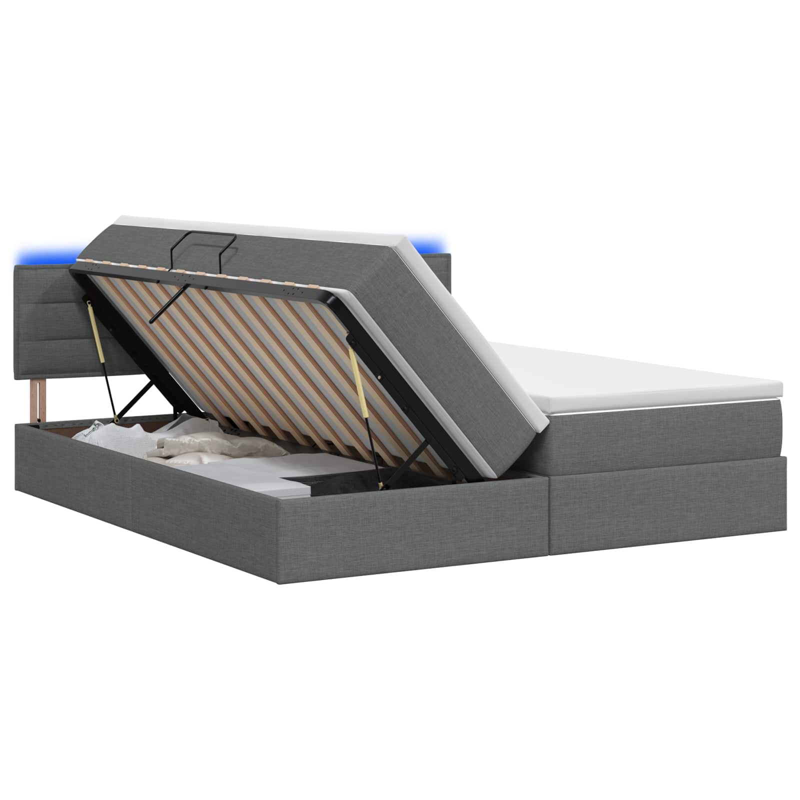 Vidaxl Dunkelgrau Led-Speicherbett Mit Matratze 180 X 200 Cm Stoff