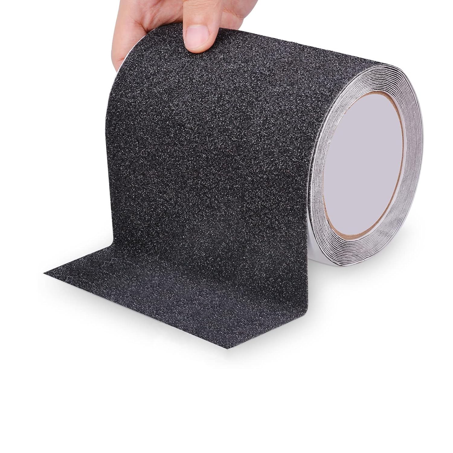 Bande antidérapante adhésive pour escaliers et marches, PVC grain 80, 15 cm x 5 m, noir
