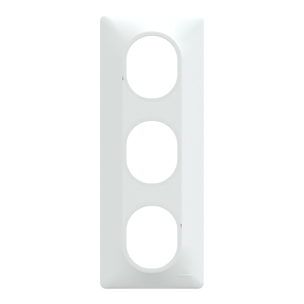 Plaque 3 postes vertical Ovalis Schneider Finition: Blanc