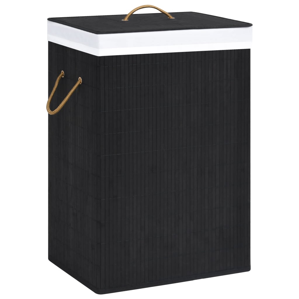 Bamboo Laundry Basket Black 72 L Vidaxl
