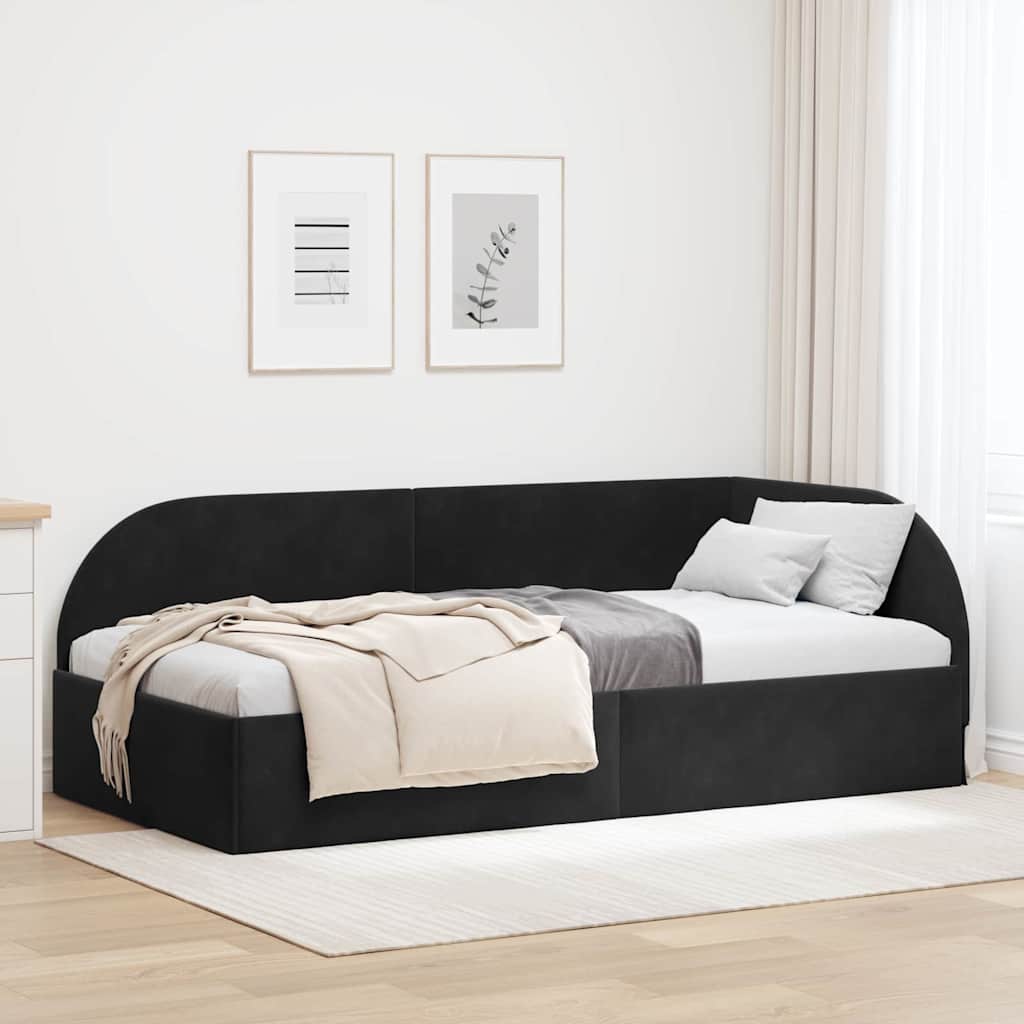 Corner Bed Frame With Headboard Black 90 X 200 Cm Velvet Vidaxl