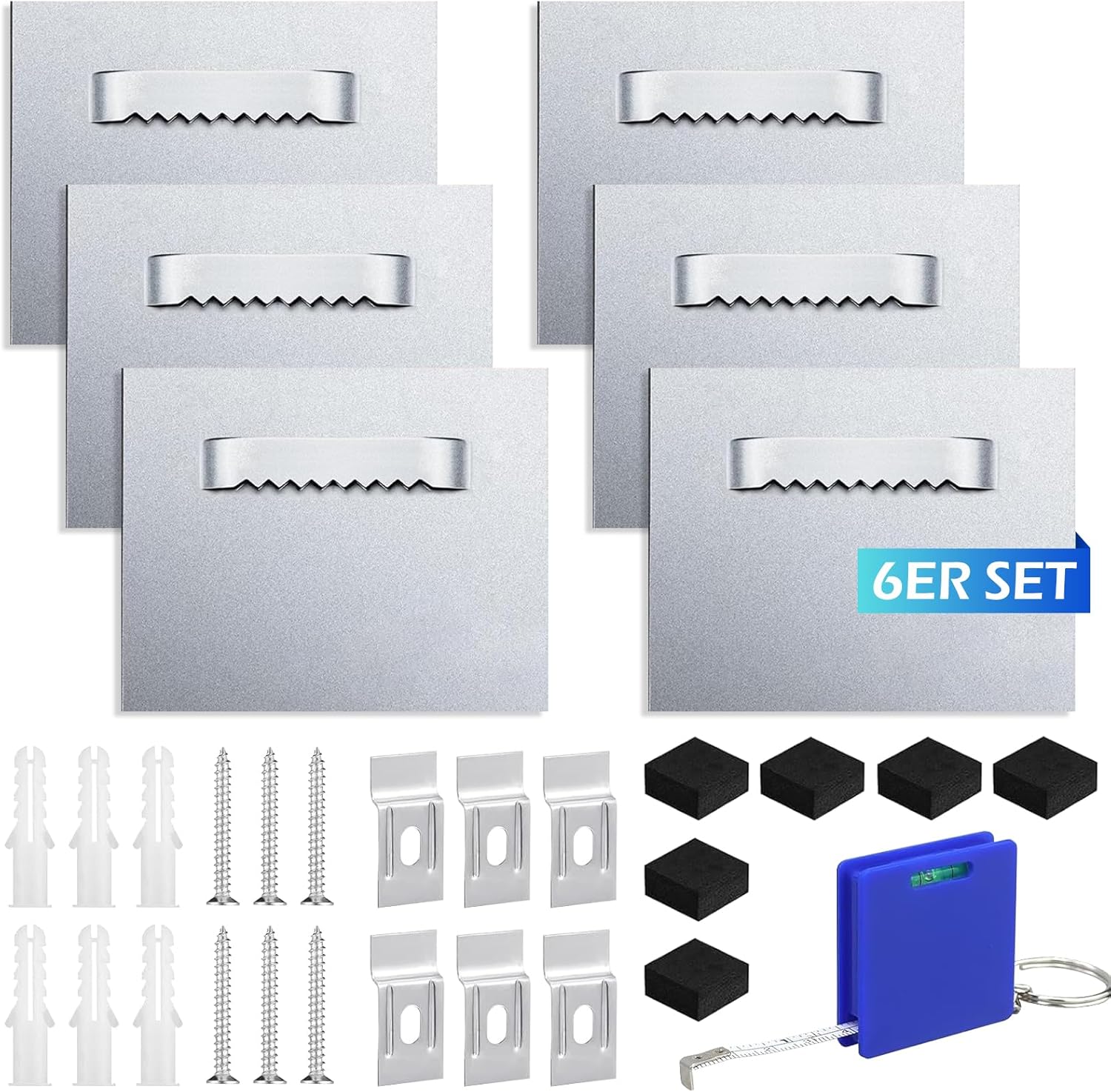 Crochets autocollants extra forts pour cadres et miroirs, aluminium et acrylique, jusqu'à 8 kg, lot de 6
