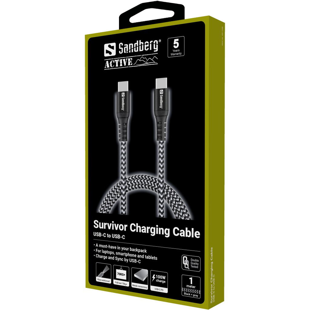Sandberg Schwarz Survivor Usb-C-Zu-Usb-C-Kabel 1 M 441-38 - Bild 5