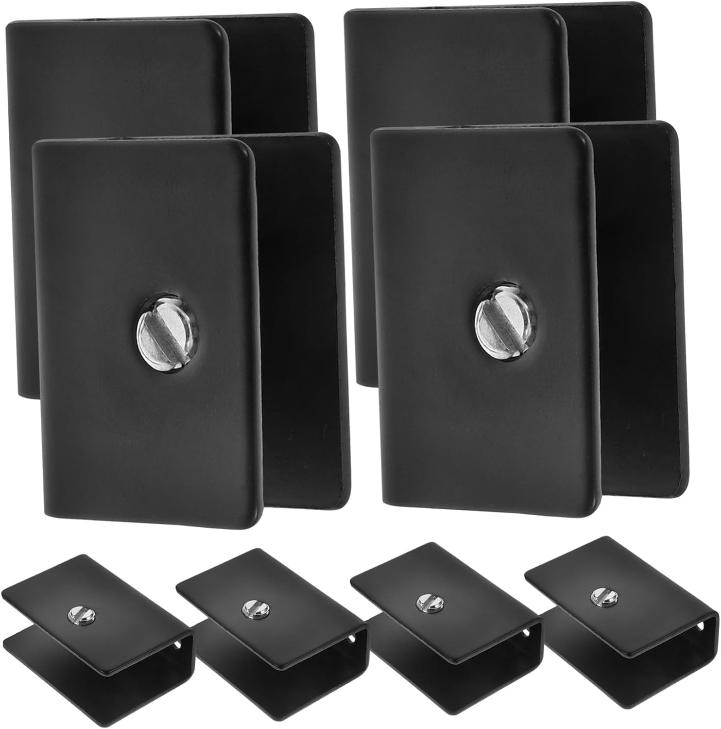 Clips en acier inoxydable pour verre et miroir, supports muraux en U, noir, lot de 8