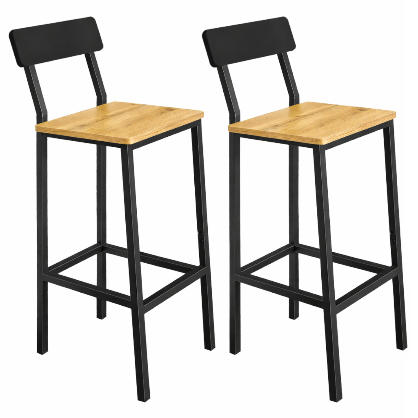 Tabourets De Bar Avec Dossier – Lot De 2 – Hauteur 90 Cm – Assise Mdf