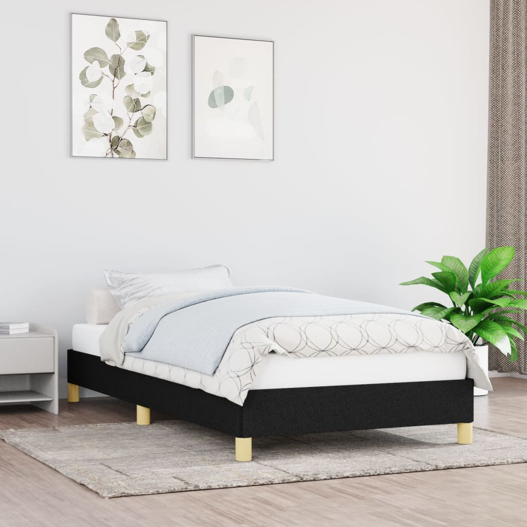 Cadre De Lit Noir 90x200 Cm Tissu
