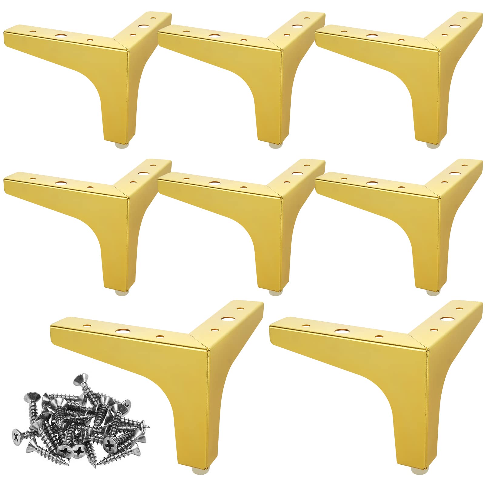 8 Pieds Meuble Or 10cm Triangulaires, 40 Vis