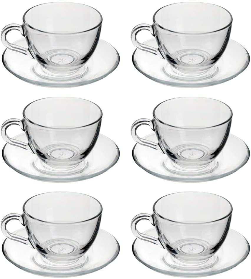 Dajar 6er Set Teegläser-set Kaffee Basic Cup 12-teilig Mit Unterteller Transparent - Pasabahce