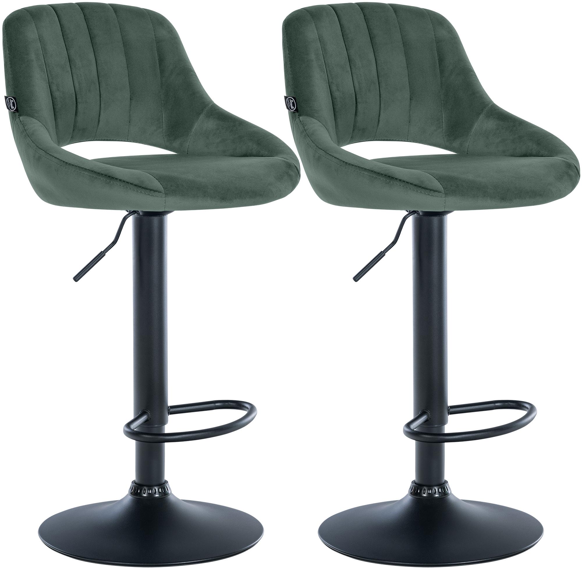 Lot de 2 tabourets de bar Milet en velours Vert Métal noir mat