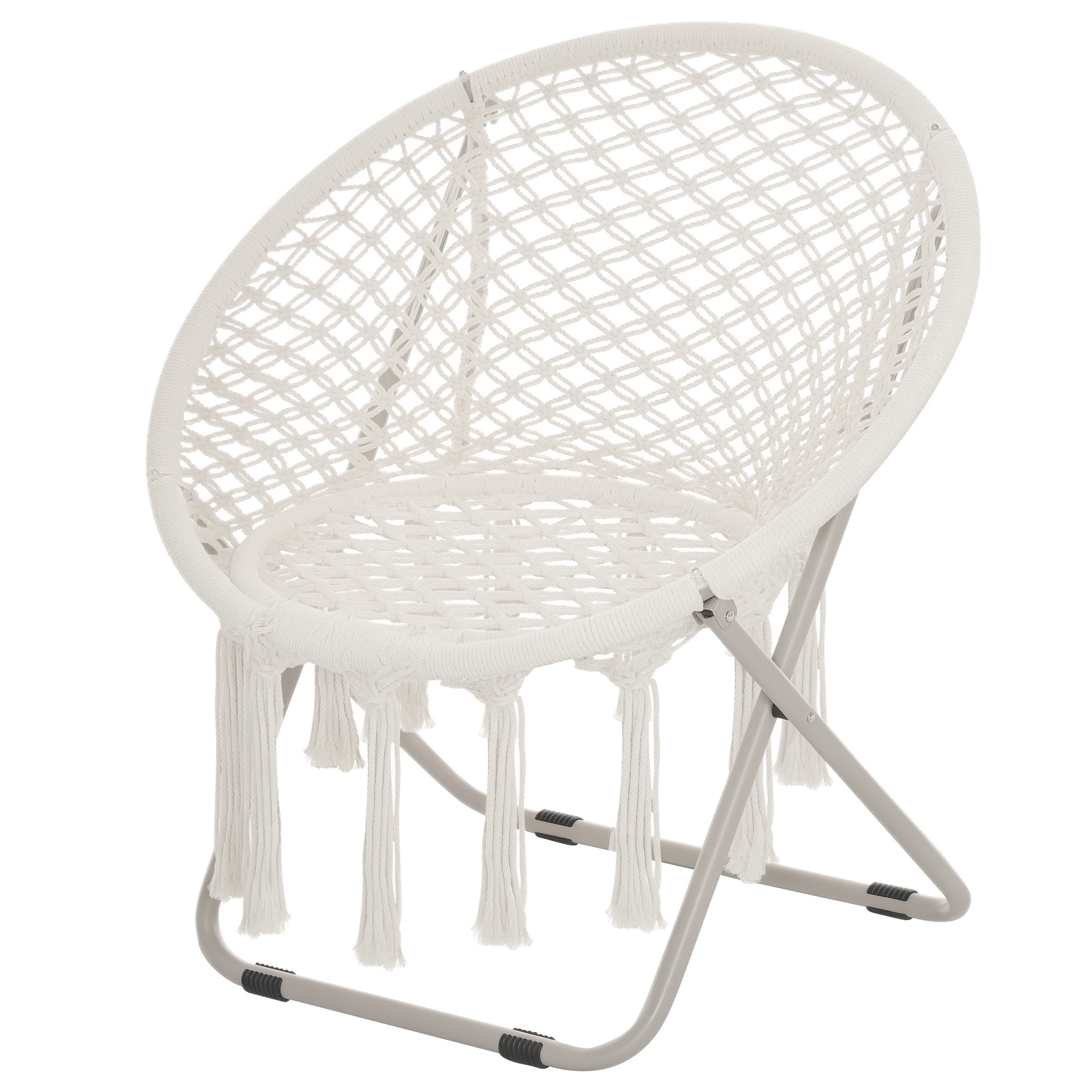 Outsunny – Fauteuil De Jardin Pliable En Macramé Coton Polyester