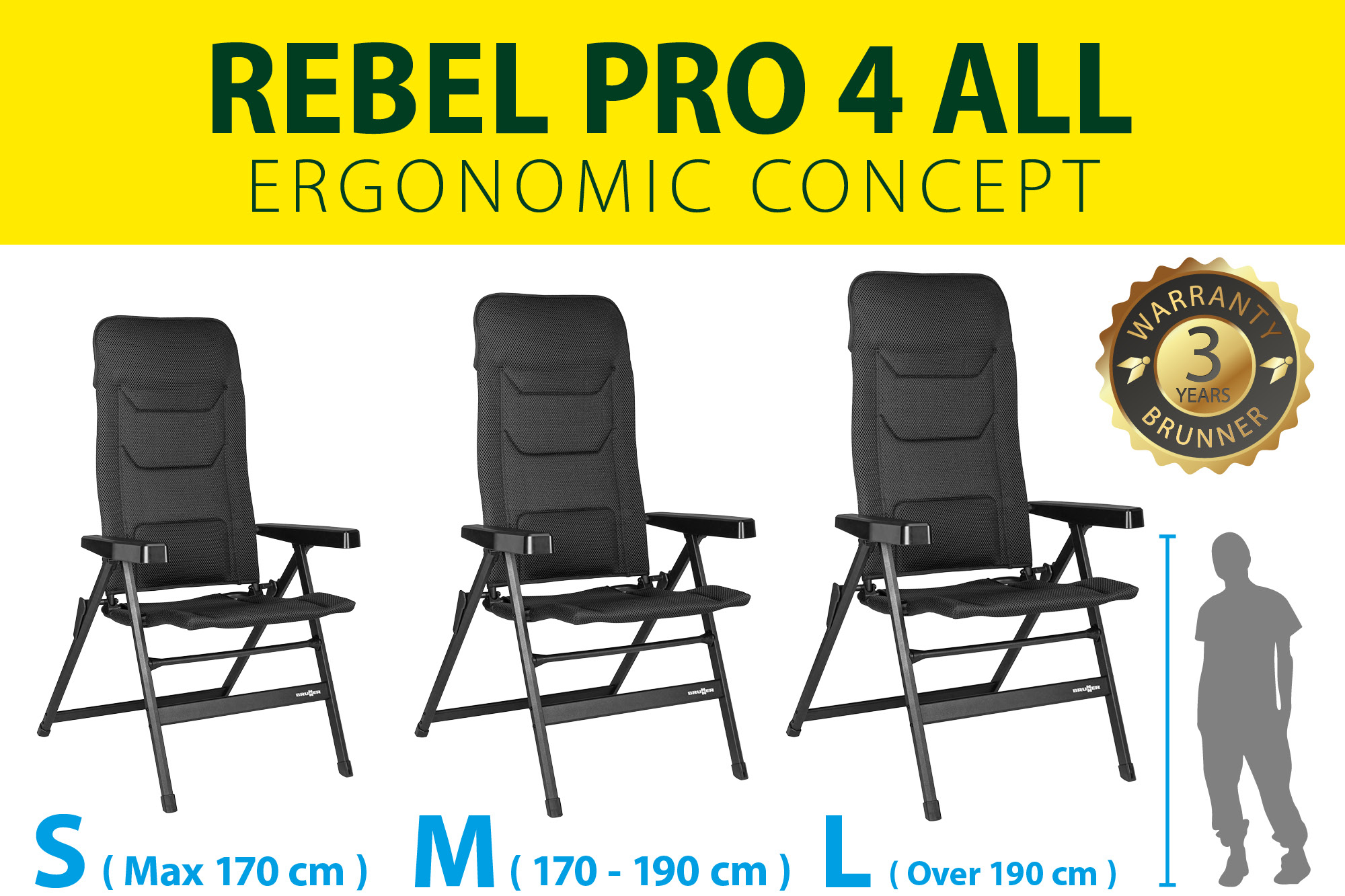 Brunner Schwarz Klappsessel Rebel Pro S Blau